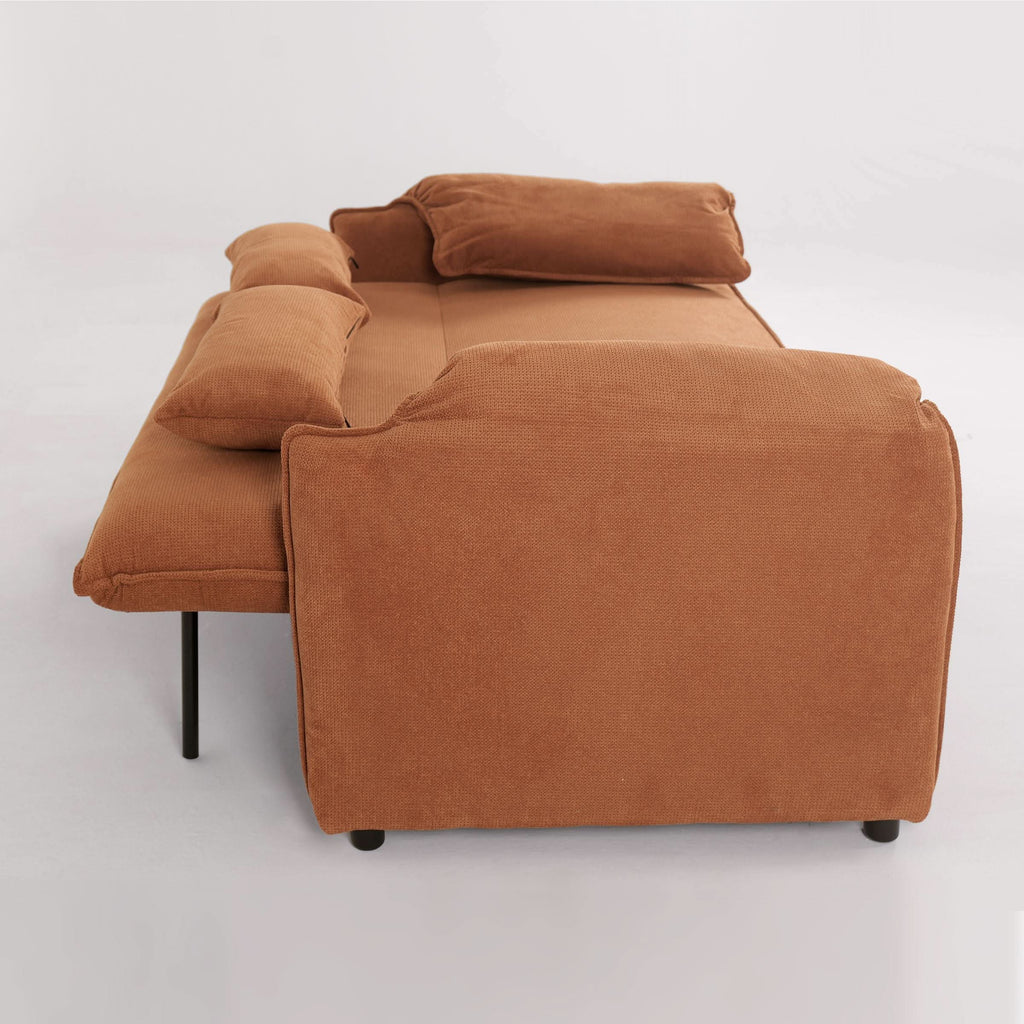 Caramel & Ginger Yellow Fabric Sofa Bed with Adjustable Backrest and Easy Pull-Out Mechanism — view 6