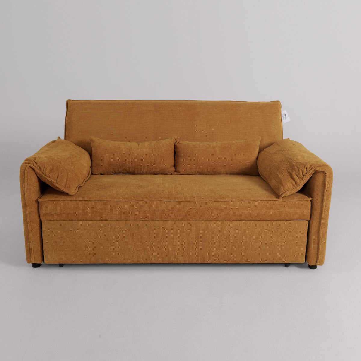 Caramel & Ginger Yellow Fabric Sofa Bed with Adjustable Backrest and Easy Pull-Out Mechanism — view 10