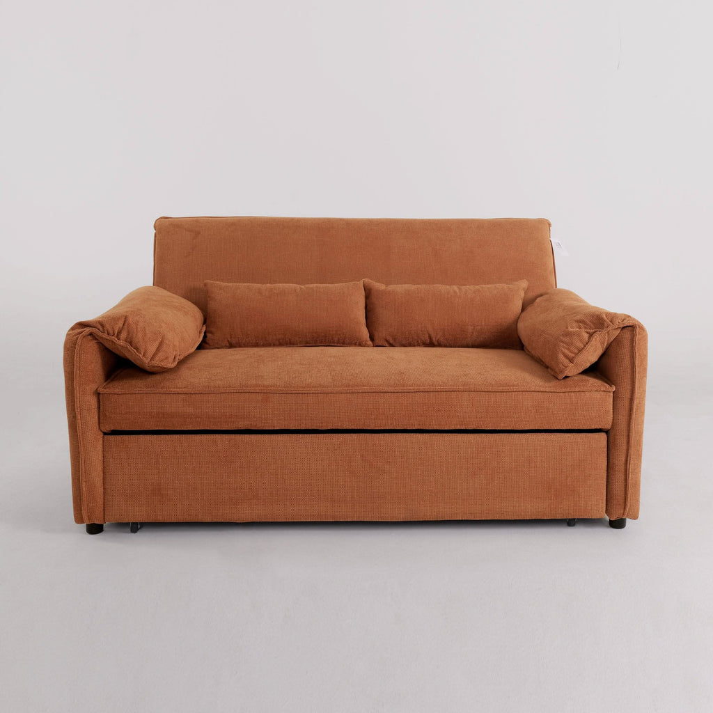 Caramel & Ginger Yellow Fabric Sofa Bed with Adjustable Backrest and Easy Pull-Out Mechanism — sofa bed from 2nd Time Around