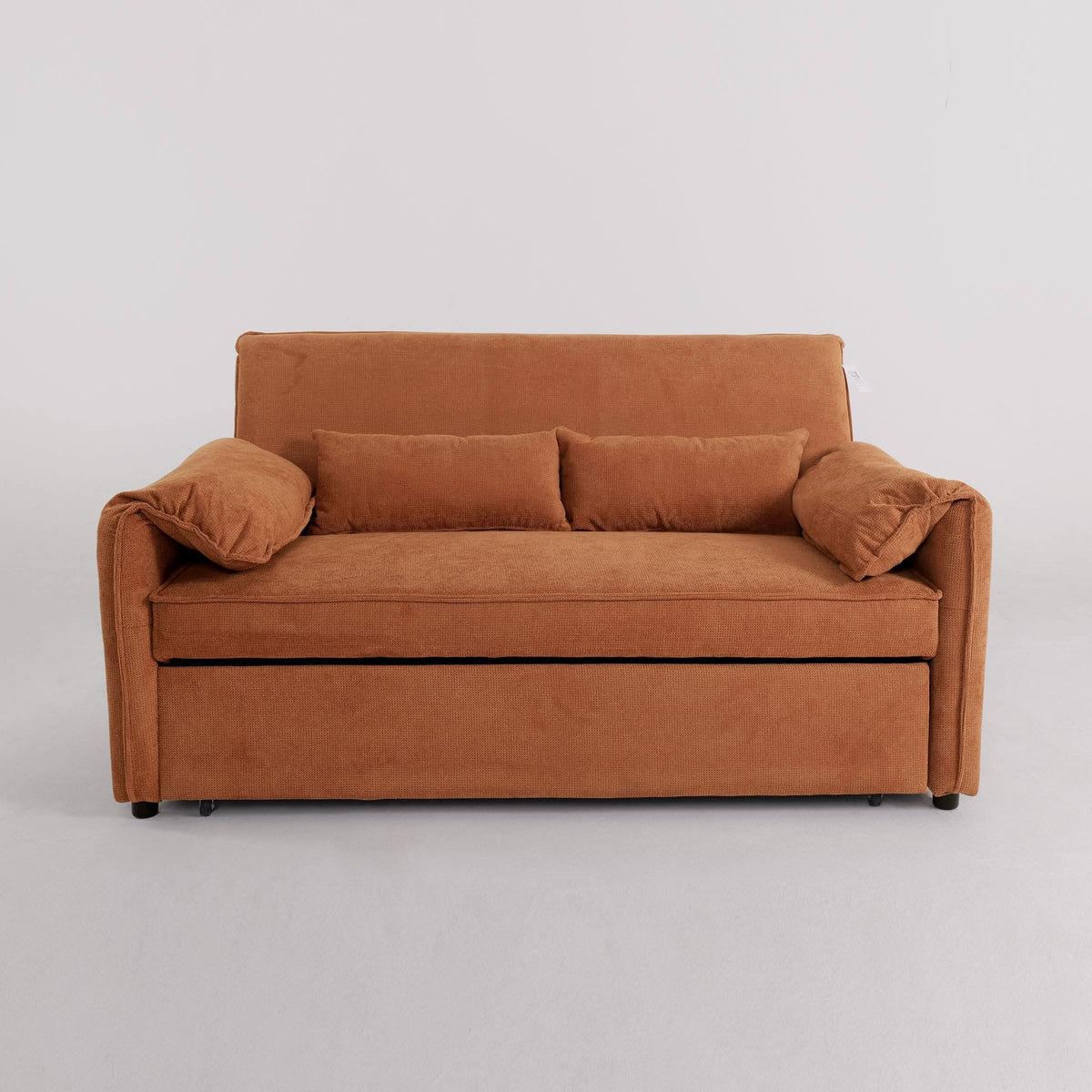 Caramel & Ginger Yellow Fabric Sofa Bed with Adjustable Backrest and Easy Pull-Out Mechanism — sofa bed from 2nd Time Around