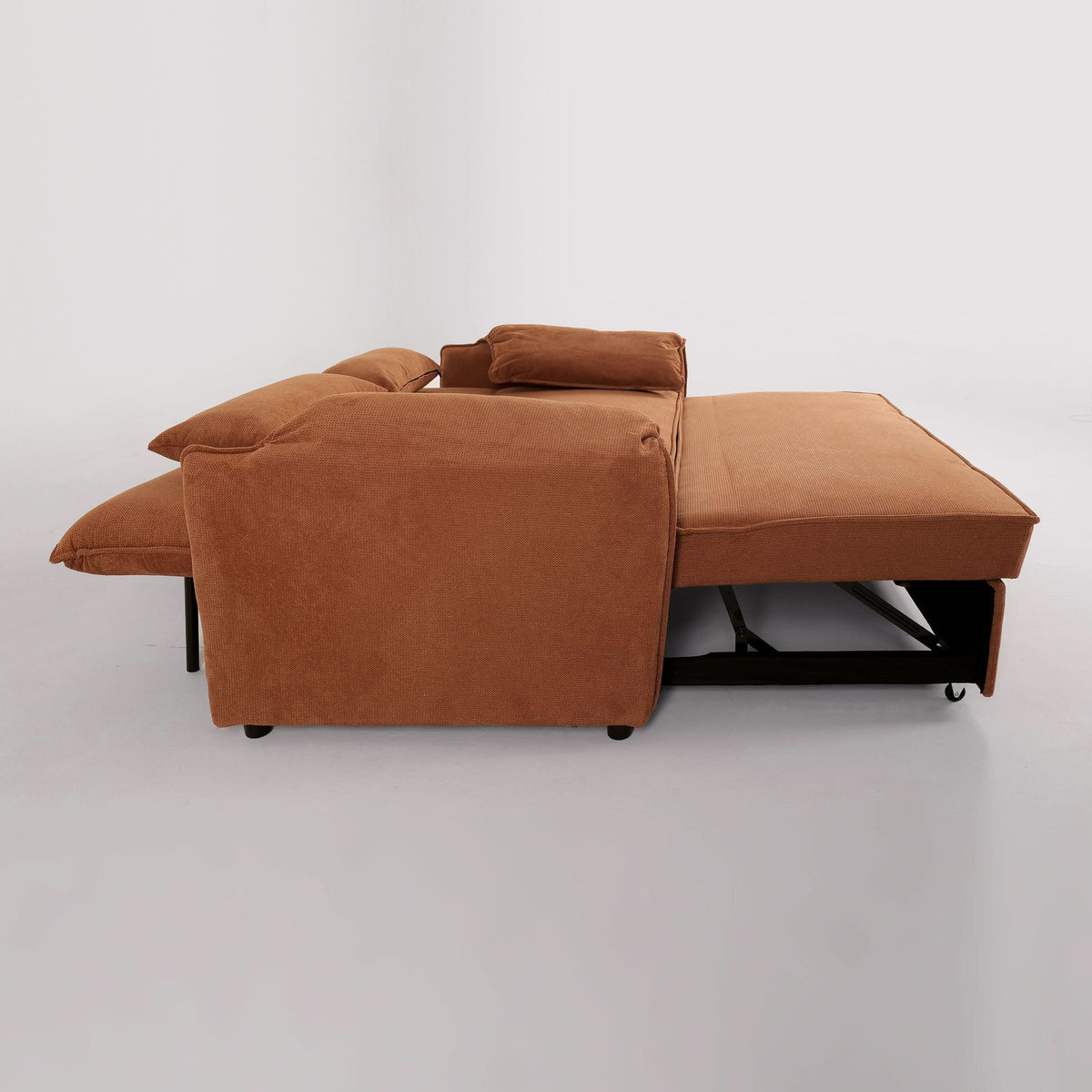 Caramel & Ginger Yellow Fabric Sofa Bed with Adjustable Backrest and Easy Pull-Out Mechanism — view 2