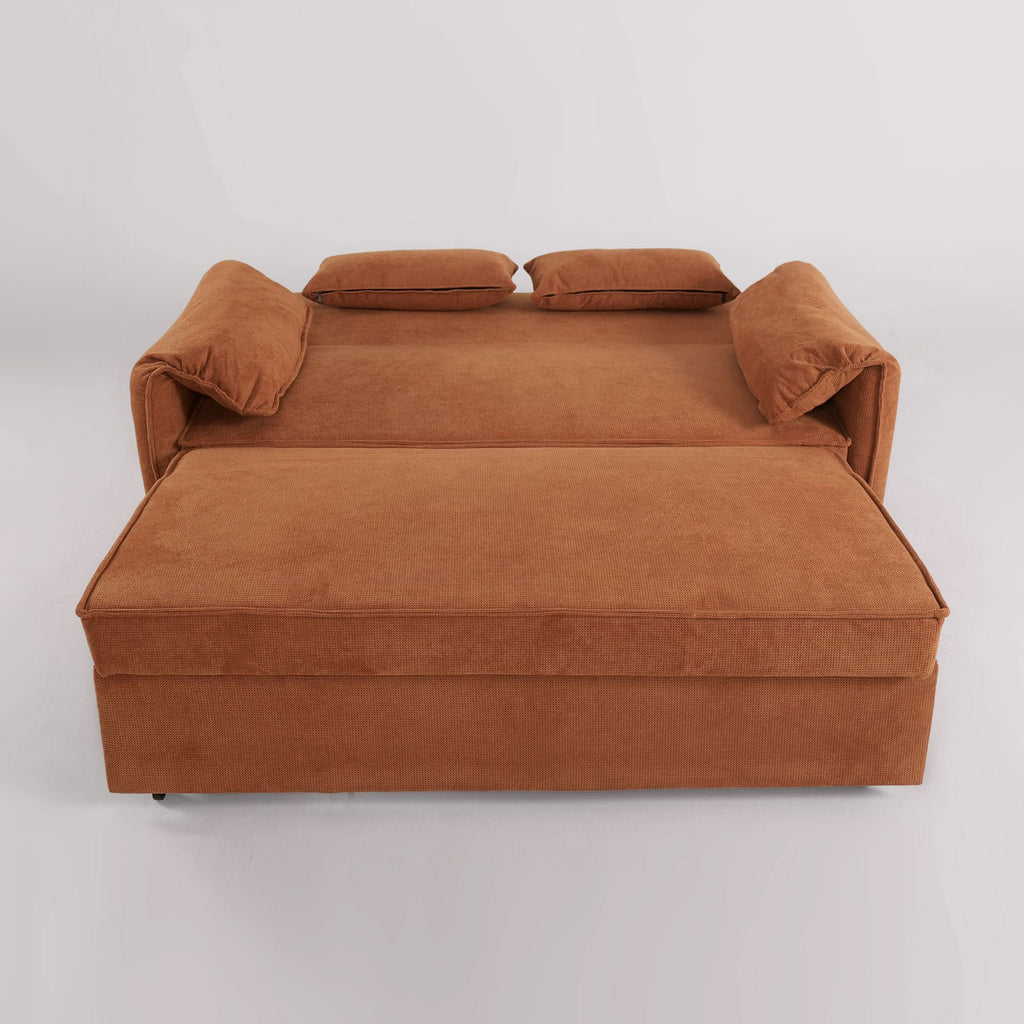 Caramel & Ginger Yellow Fabric Sofa Bed with Adjustable Backrest and Easy Pull-Out Mechanism — view 3