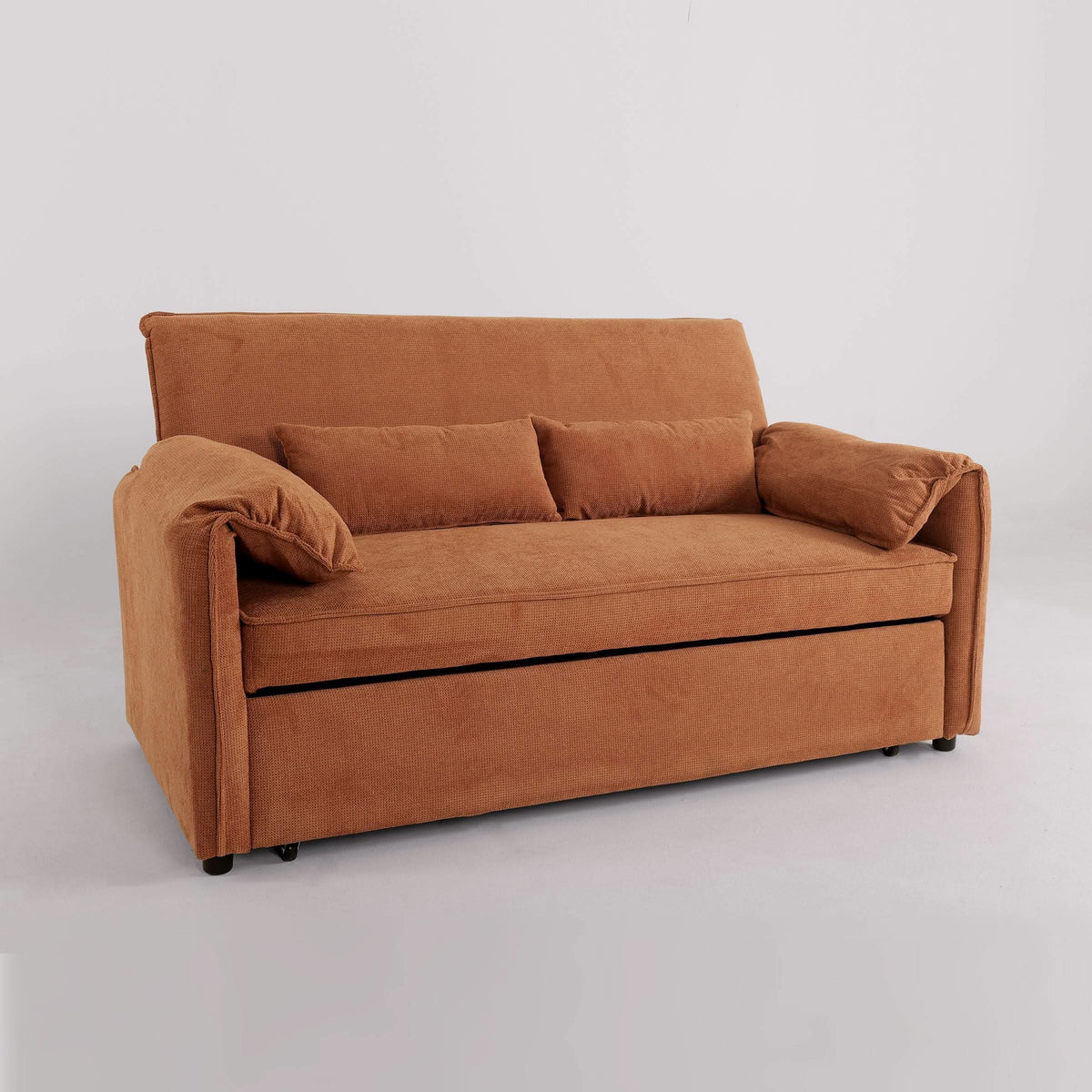 Caramel & Ginger Yellow Fabric Sofa Bed with Adjustable Backrest and Easy Pull-Out Mechanism — view 4