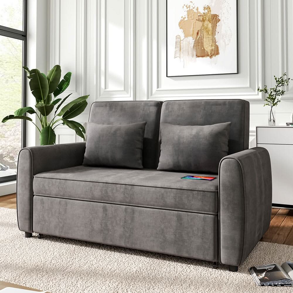 5ft Convertible Sofa Bed Grey Lounger — view 10