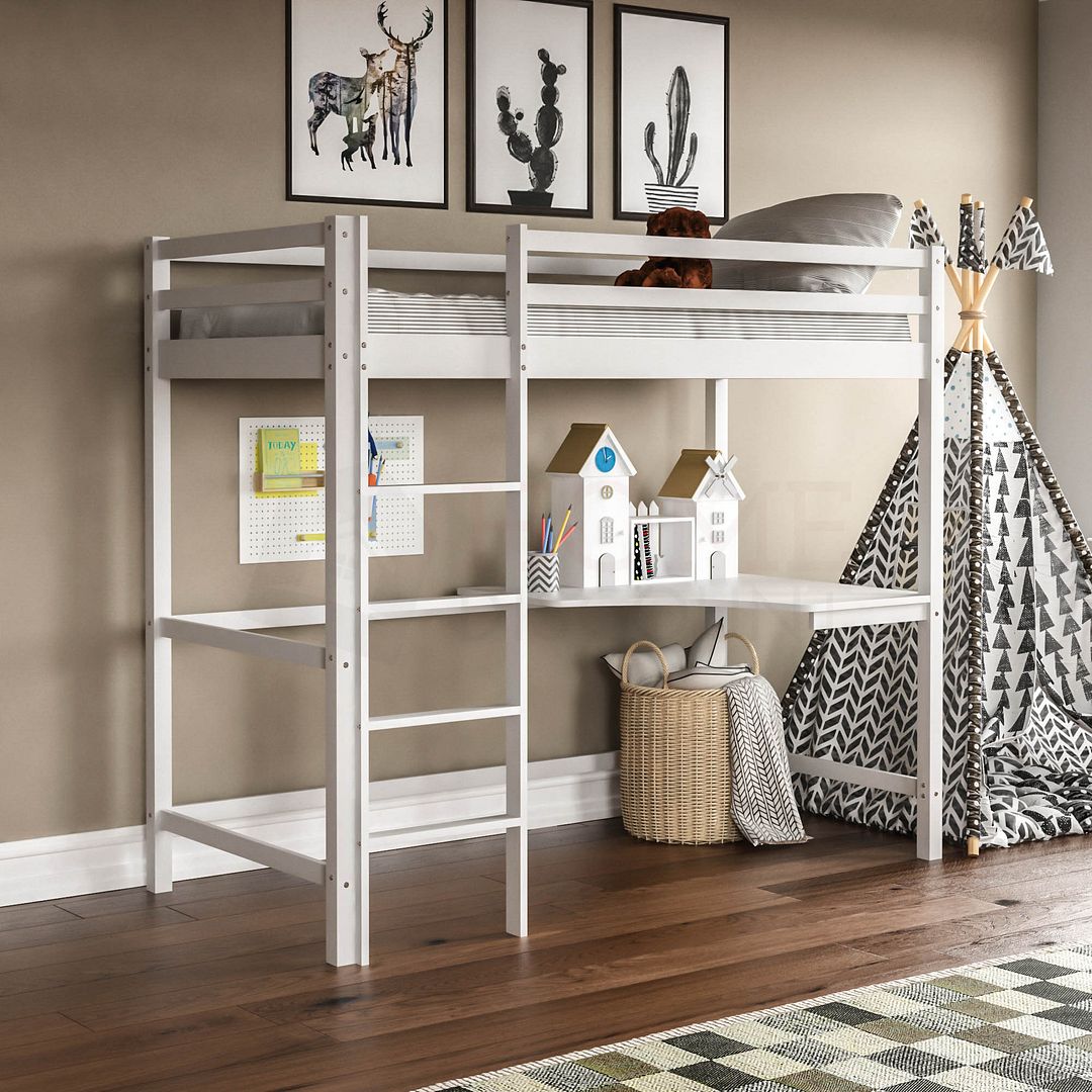 Sydney High Bunk With Desk - White — view 2
