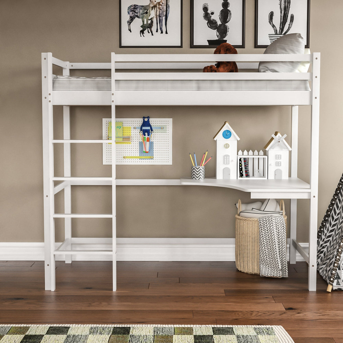 Sydney High Bunk With Desk - White — view 4