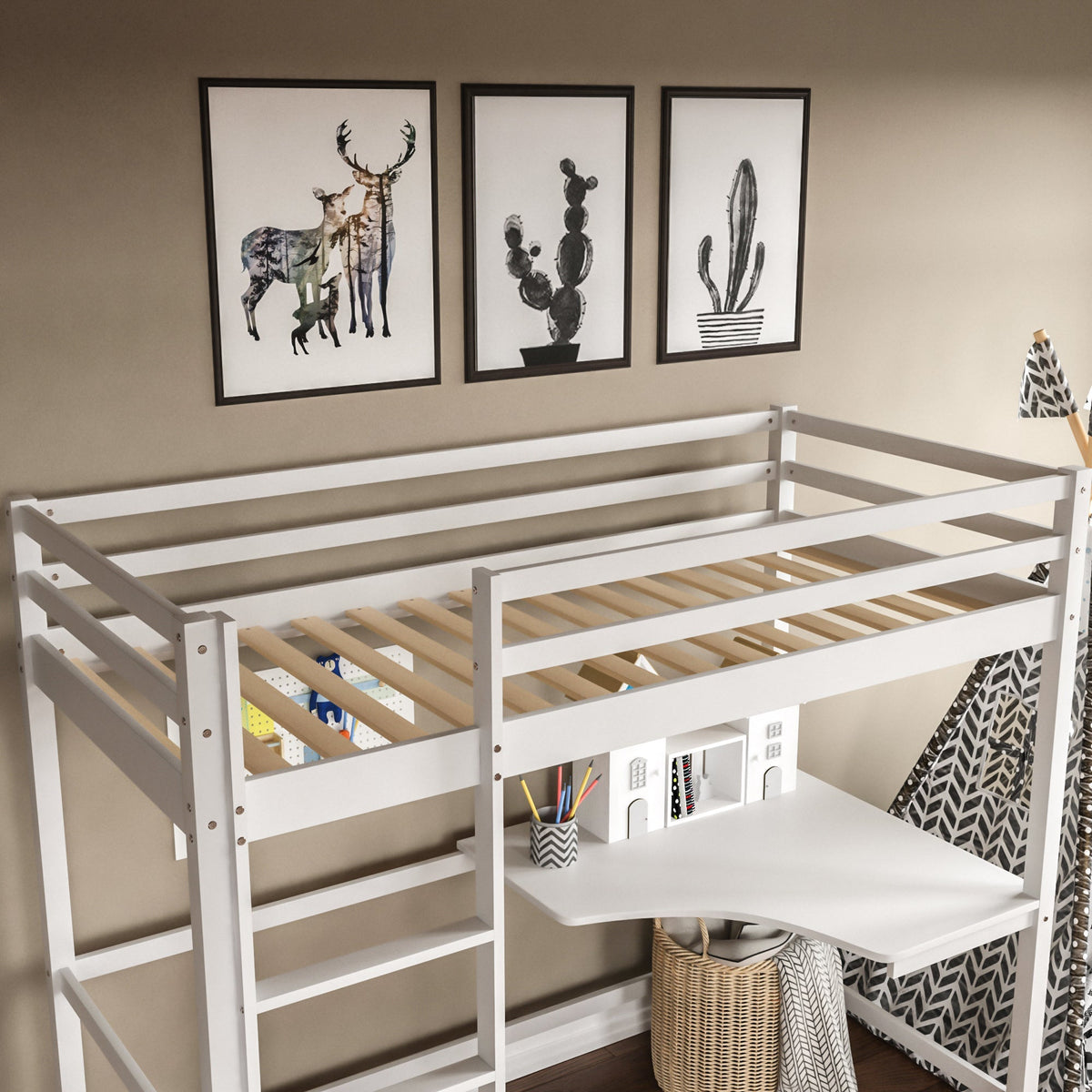 Sydney High Bunk With Desk - White — view 5