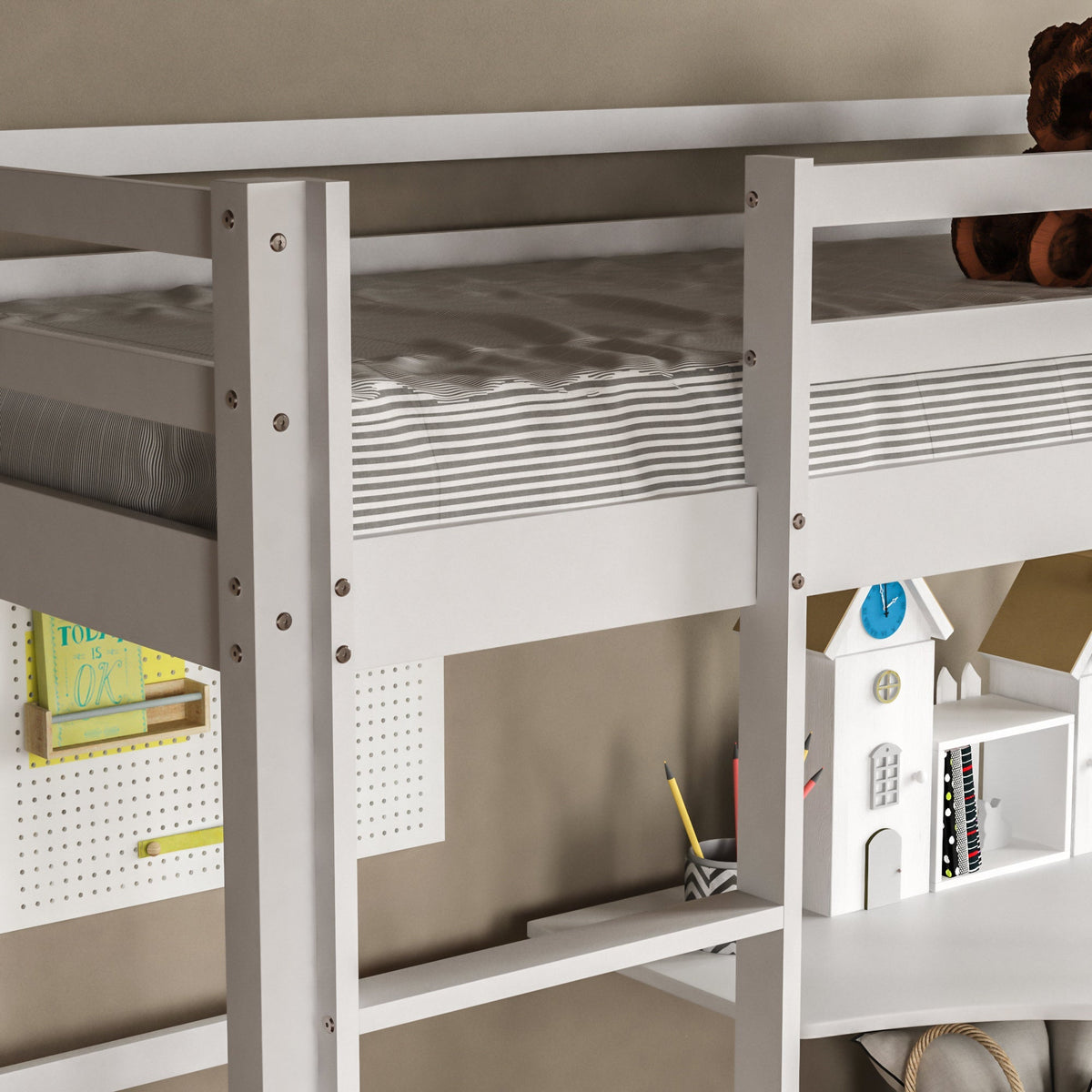 Sydney High Bunk With Desk - White — view 7