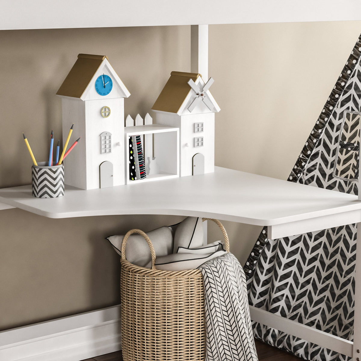 Sydney High Bunk With Desk - White — view 8