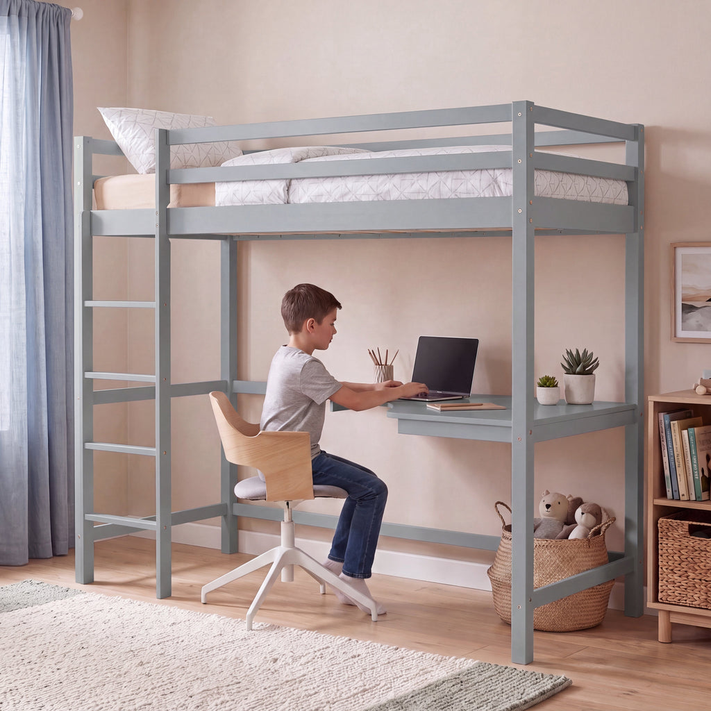 Sydney High Bunk Bed With Desk - Grey — view 3