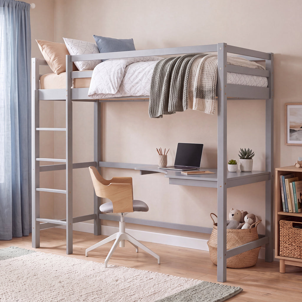Sydney High Bunk Bed With Desk - Grey — view 2
