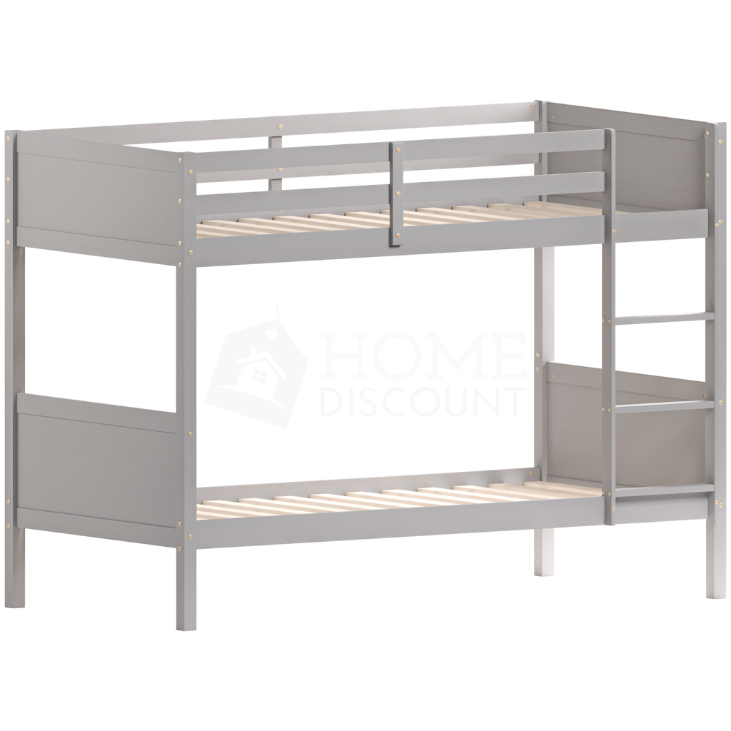 Gemini Detachable Bunk Bed - Grey & Libra Wooden Underbed Drawers - White — bed frame from 2nd Time Around
