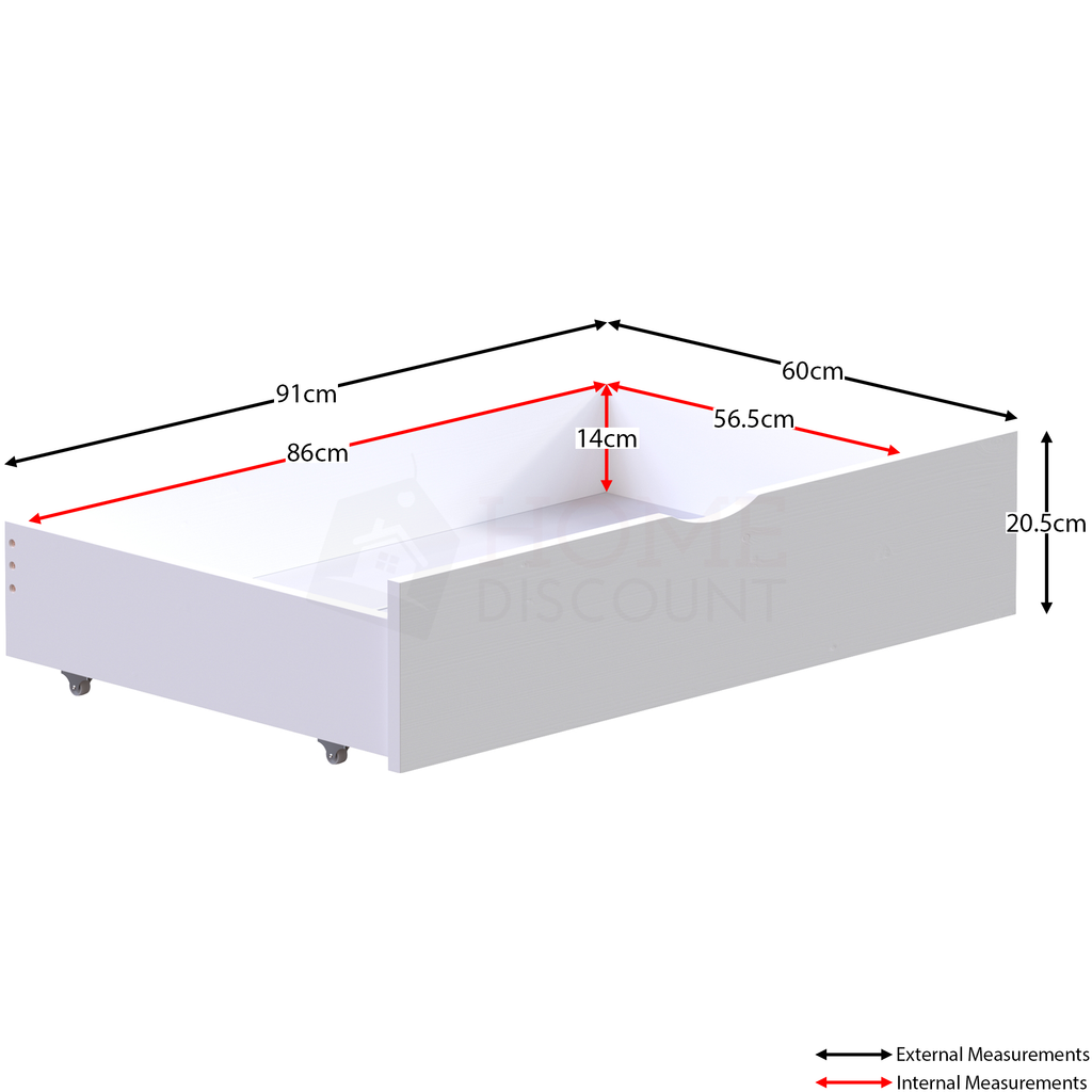 Gemini Detachable Bunk Bed - Grey & Libra Wooden Underbed Drawers - White — view 4