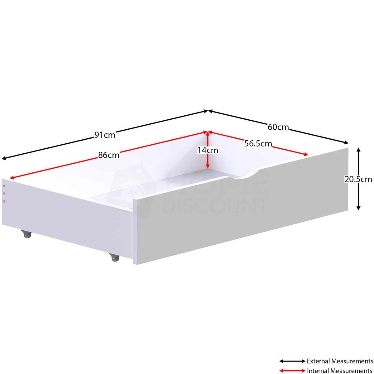 Gemini Detachable Bunk Bed - Grey & Libra Wooden Underbed Drawers - White — view 4