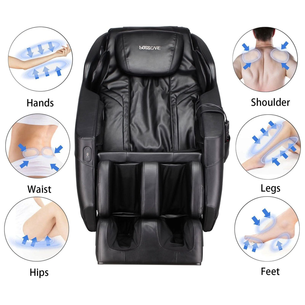 105cm H Real Relax Black Faux Leather Massage Chair with 6 Pre-Set Auto Modes Bluetooth Speaker — view 5