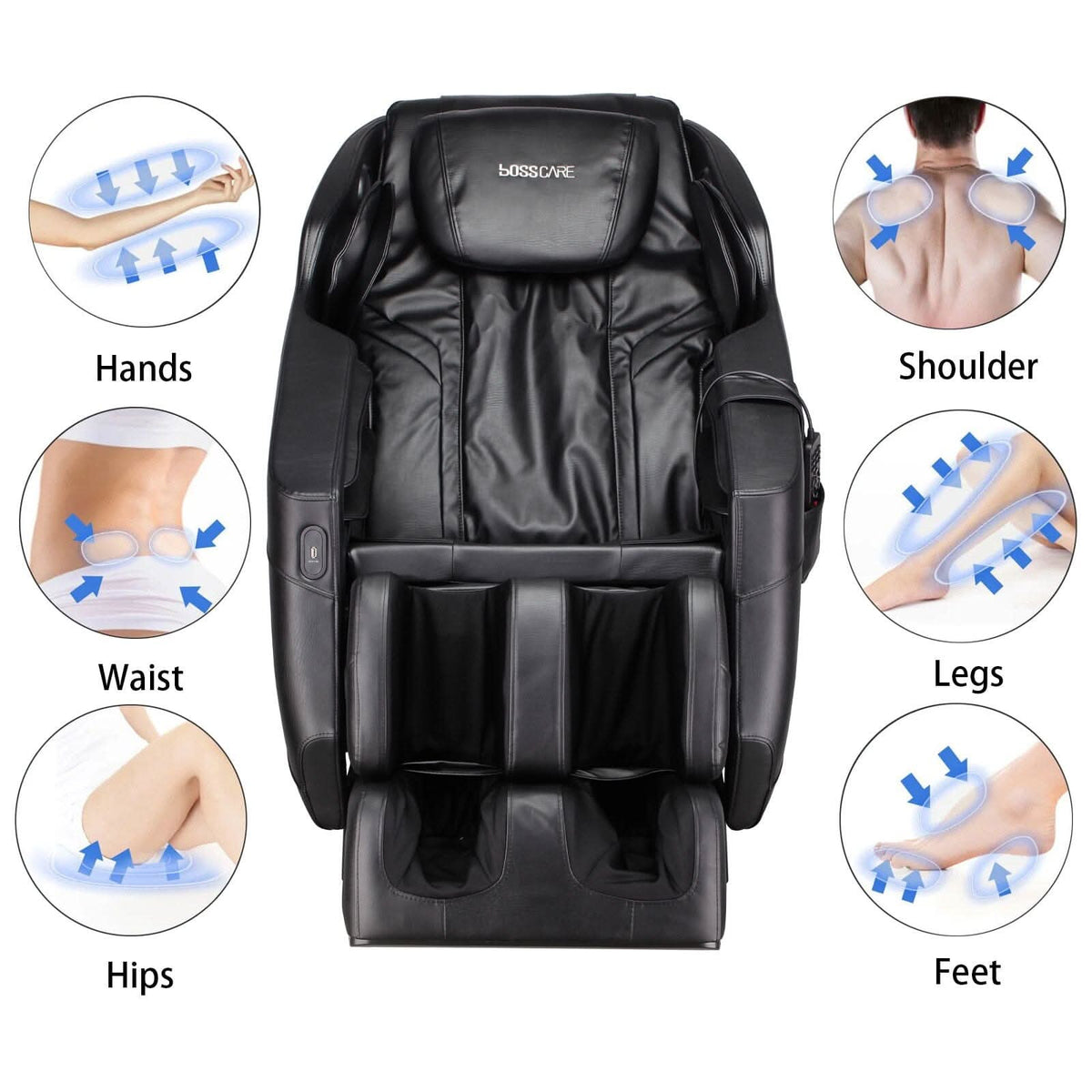 105cm H Real Relax Black Faux Leather Massage Chair with 6 Pre-Set Auto Modes Bluetooth Speaker — view 5
