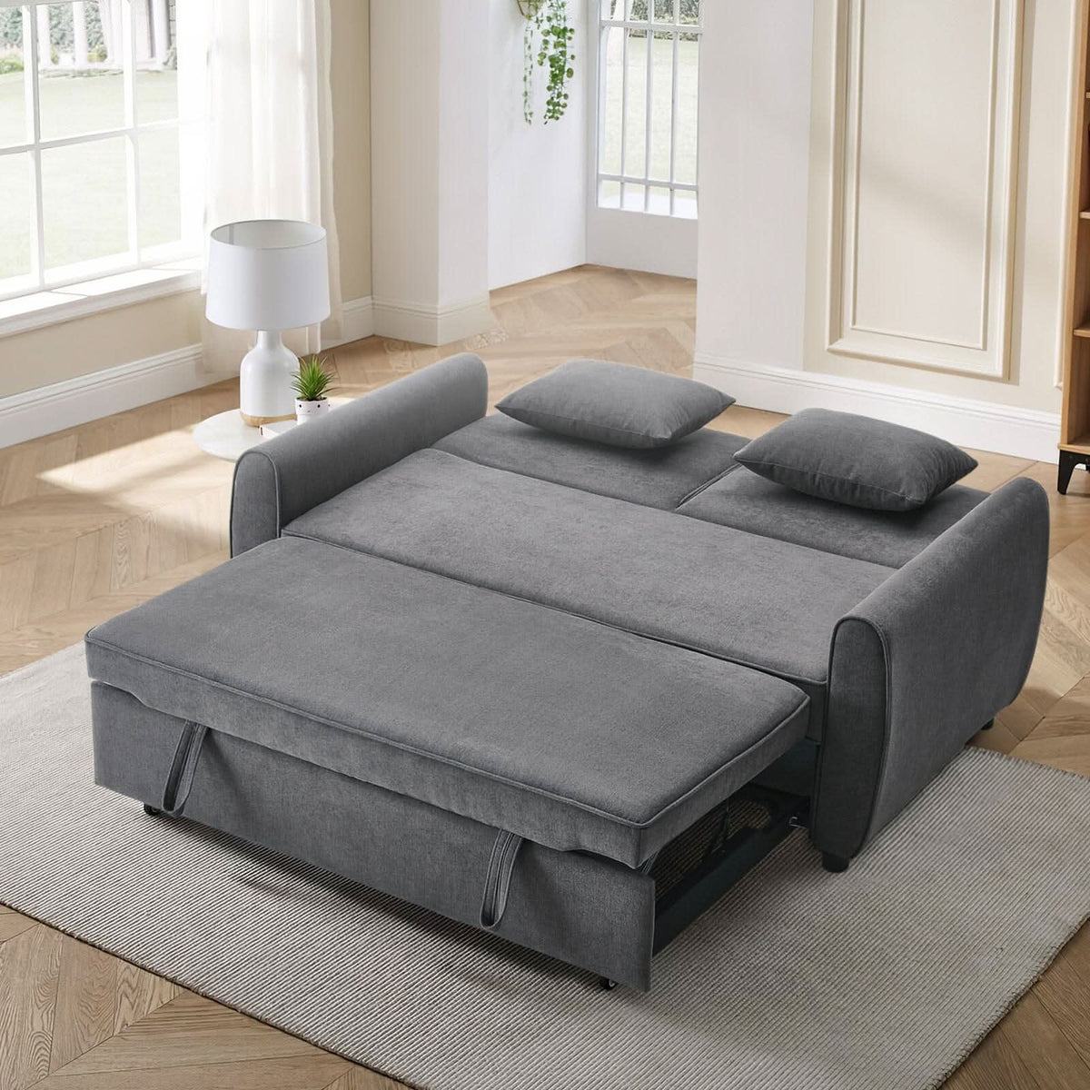 5ft Convertible Sofa Bed Grey Lounger — view 8
