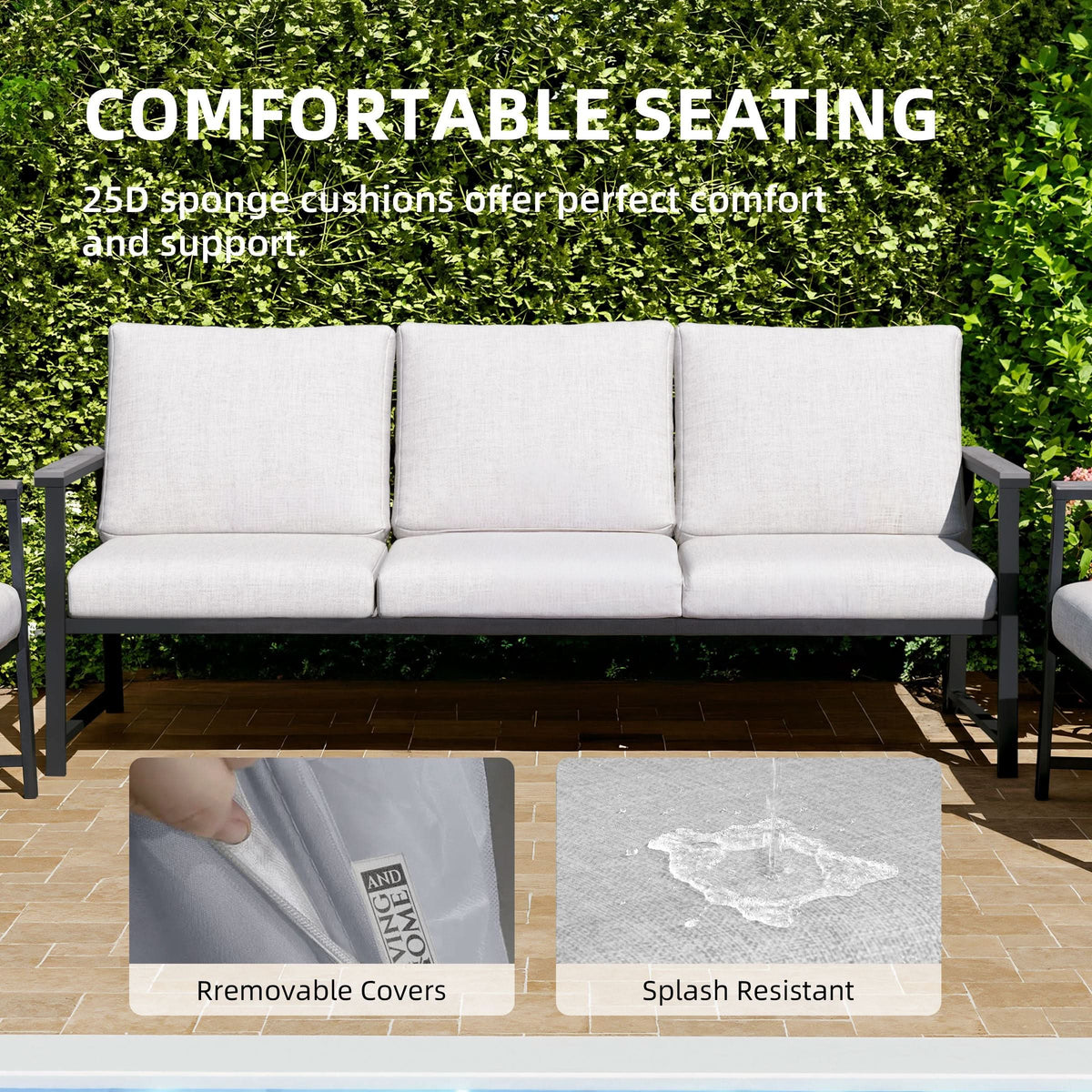 4 Piece Aluminium Outdoor Sofa Set with Glass Table Garden Furniture — view 6