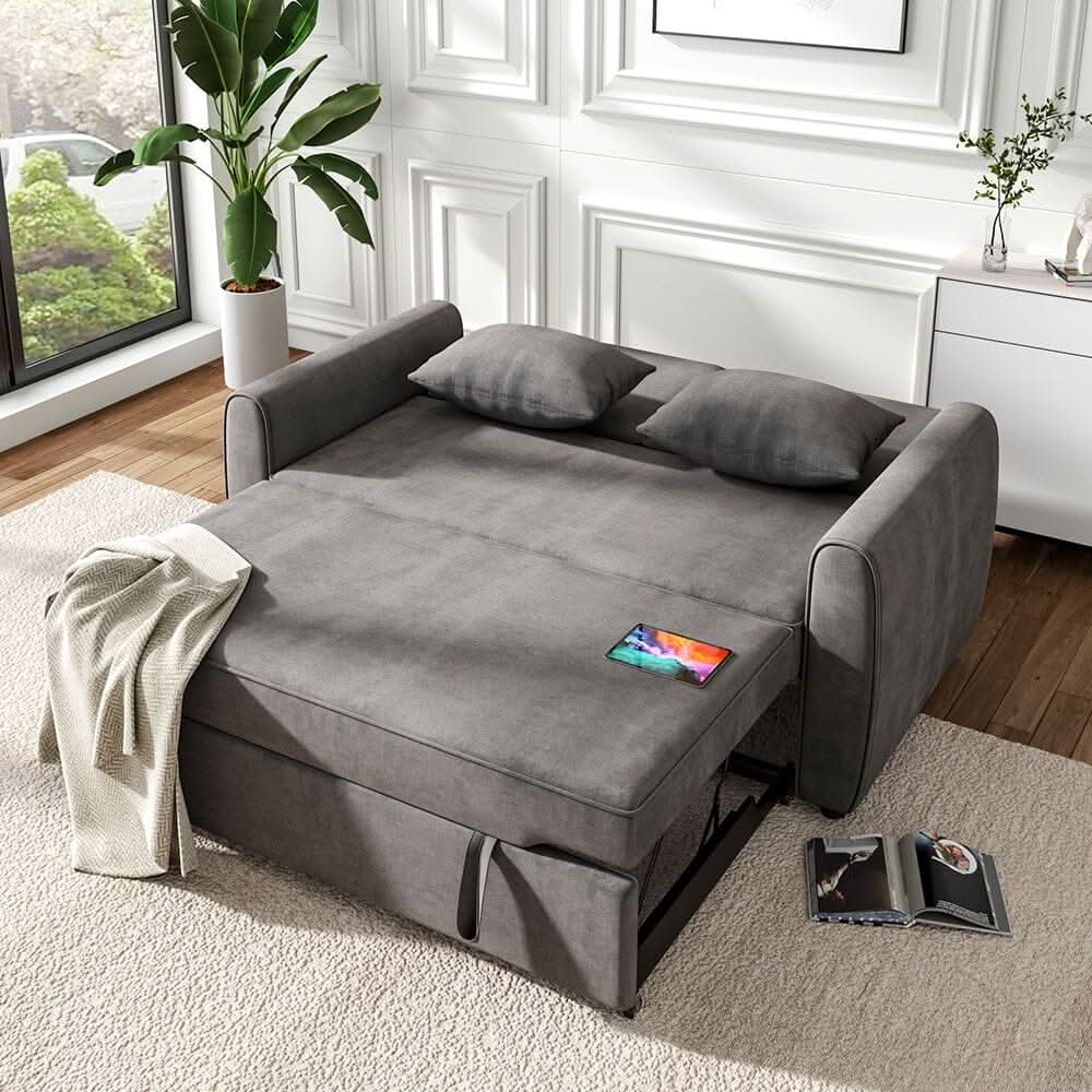 5ft Convertible Sofa Bed Grey Lounger — view 4