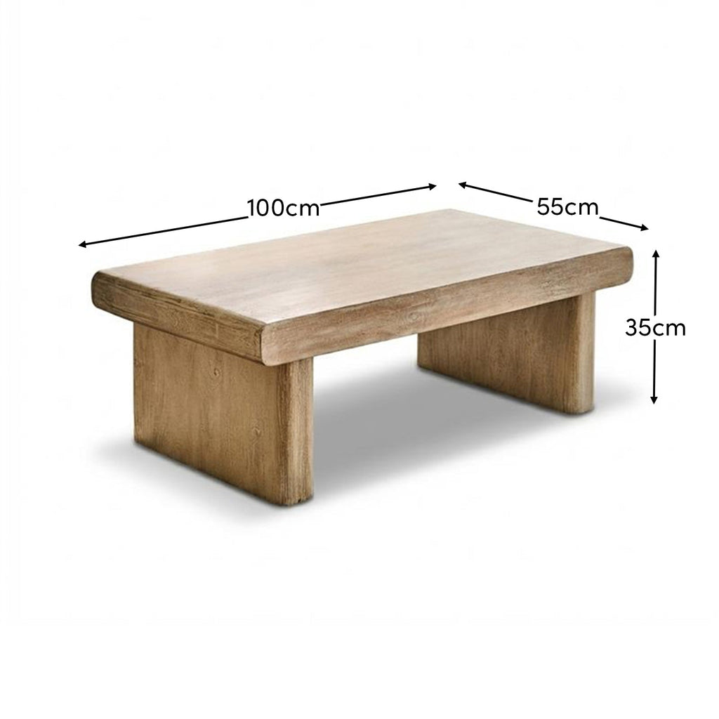 Nevaeh 100cm Rectangular Chalked Mango Wood Coffee Table — view 7