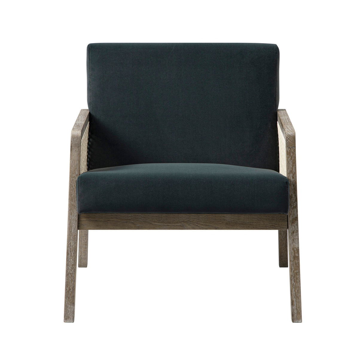 Fyne Aegean Blue Velvet Weathered Oak Frame Rattan Armchair — view 7