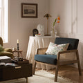 Fyne Aegean Blue Velvet Weathered Oak Frame Rattan Armchair — armchair from 2nd Time Around