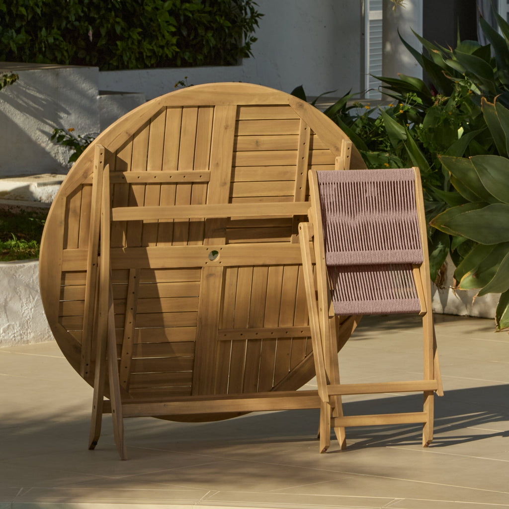 Ashby 6 Seater White Acacia Garden Dining Set with Cove Pink Rope Chairs - 130cm — view 2