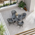 Aspen 4 Seater Round Ceramic Glass Dining Set with Aspen Rope Chairs — dining set from 2nd Time Around