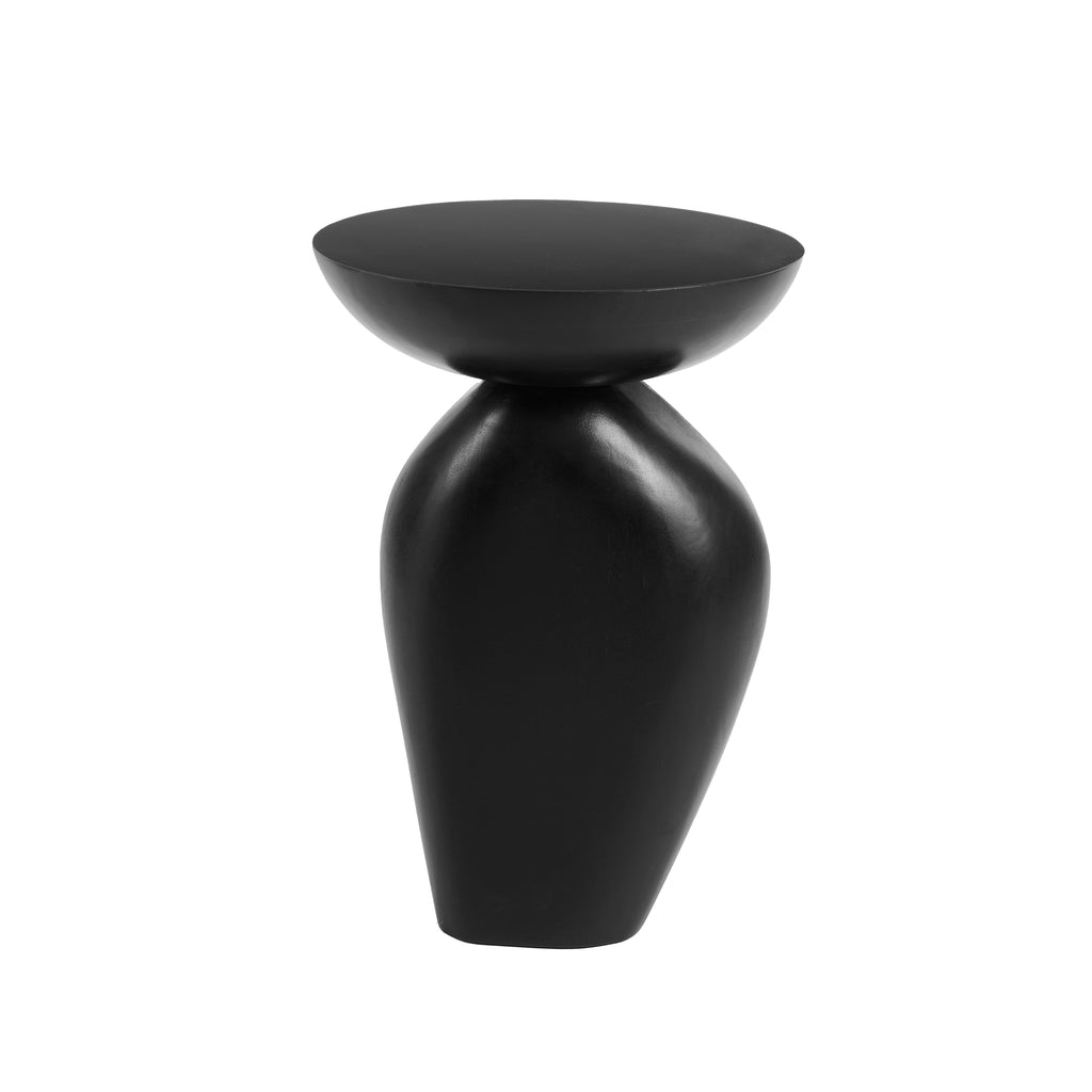 Alder Mango Wood Round Side Table - Jet Black — view 5