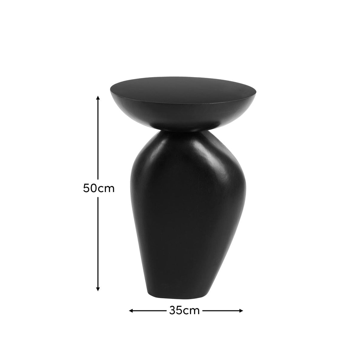 Alder Mango Wood Round Side Table - Jet Black — view 6