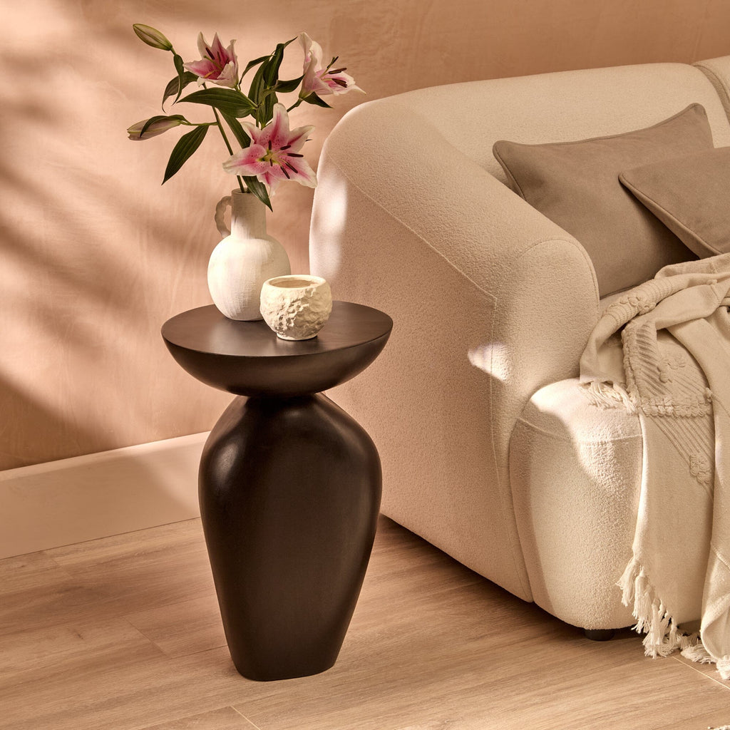 Alder Mango Wood Round Side Table - Jet Black — side table from 2nd Time Around