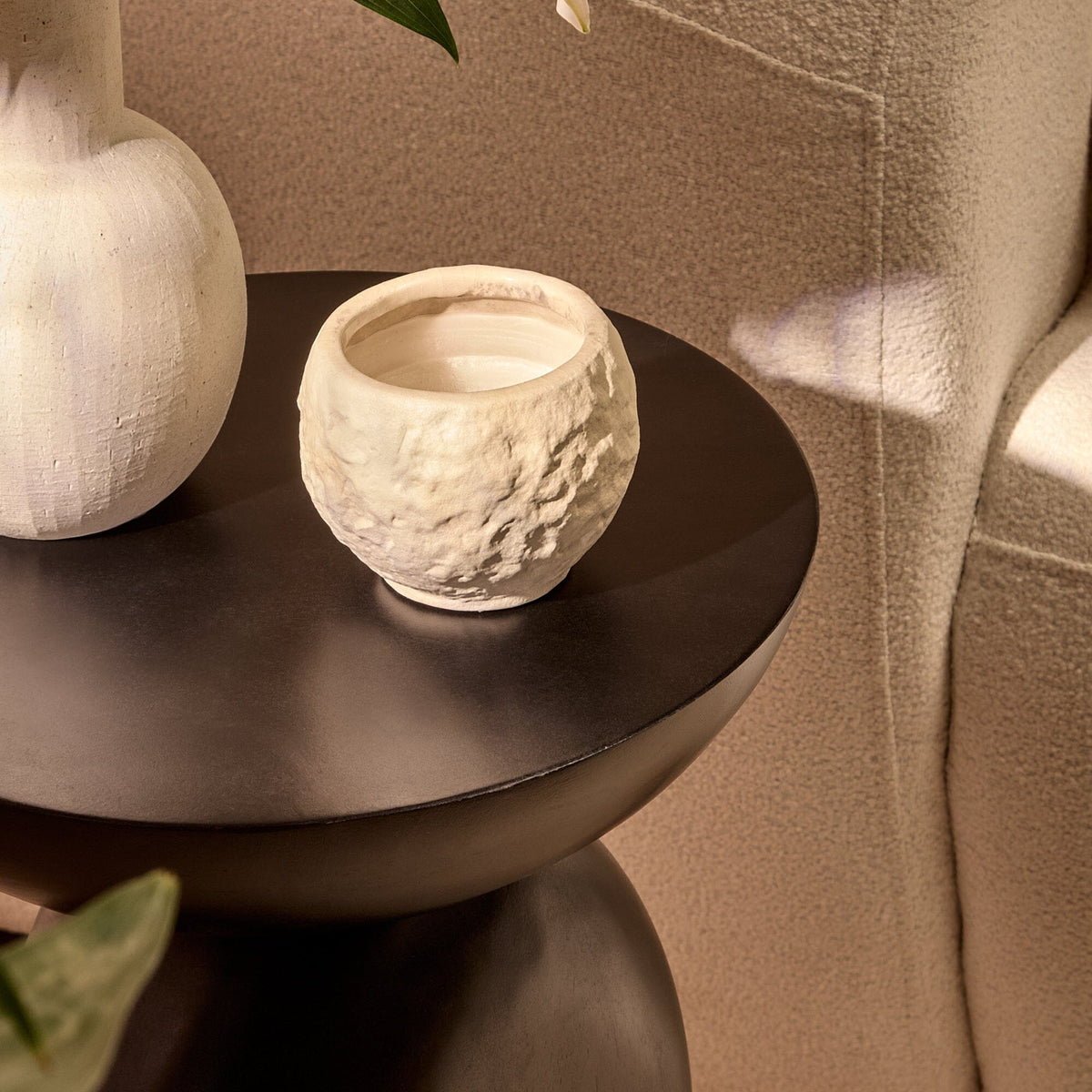 Alder Mango Wood Round Side Table - Jet Black — view 2