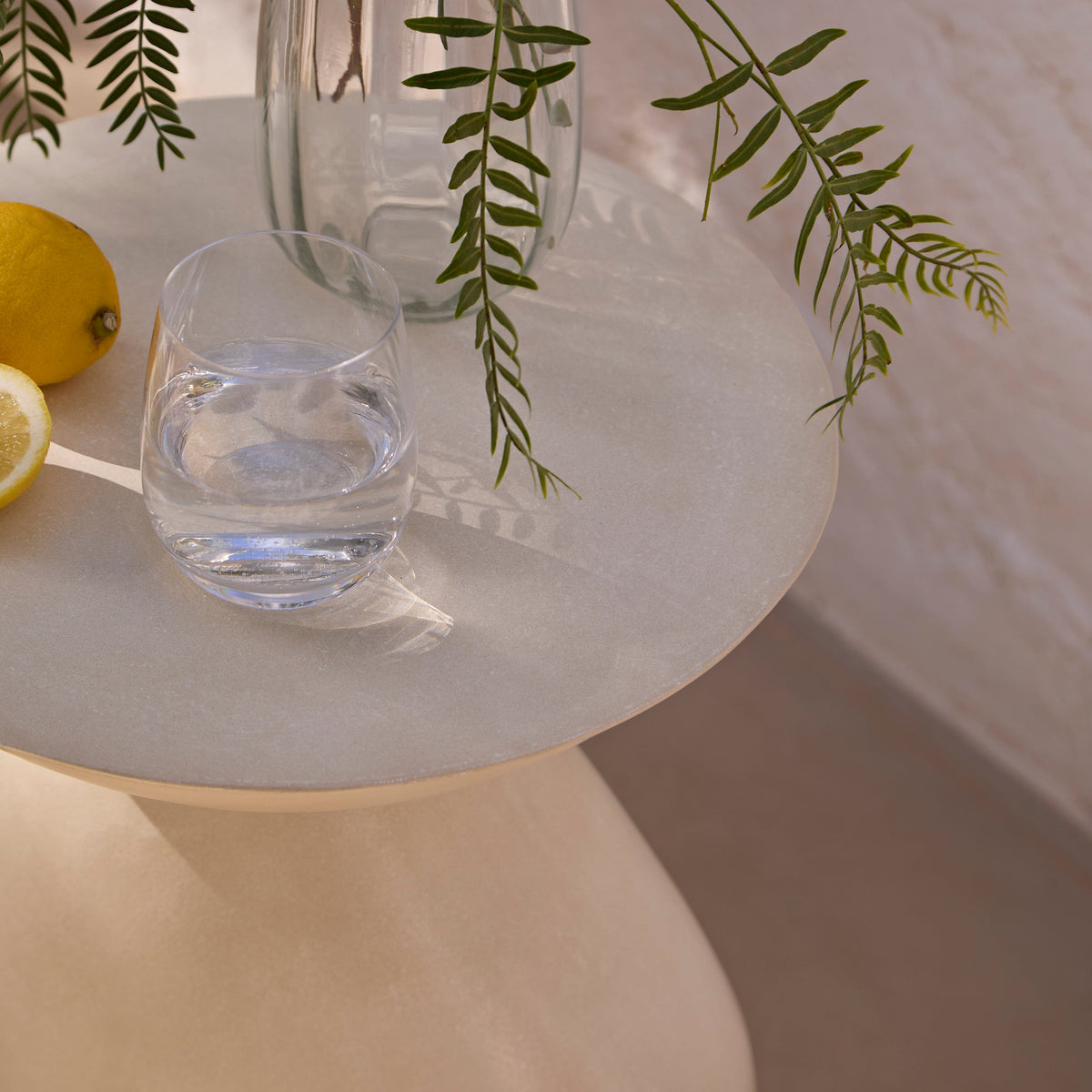 Alder 35cm Round Concrete Side Table - Sand — view 5