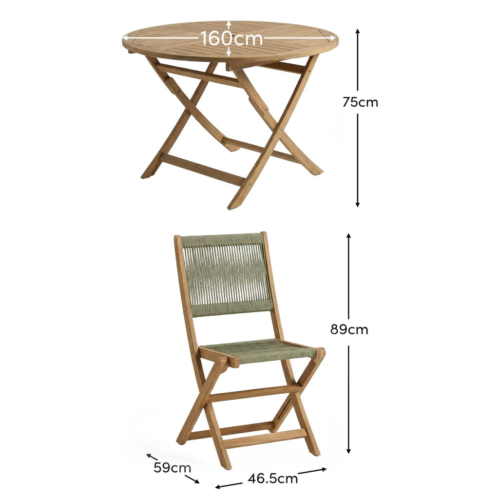 Ashby 8 Seater White Acacia Garden Dining Set with Cove Green Rope Chairs - 160cm — view 10