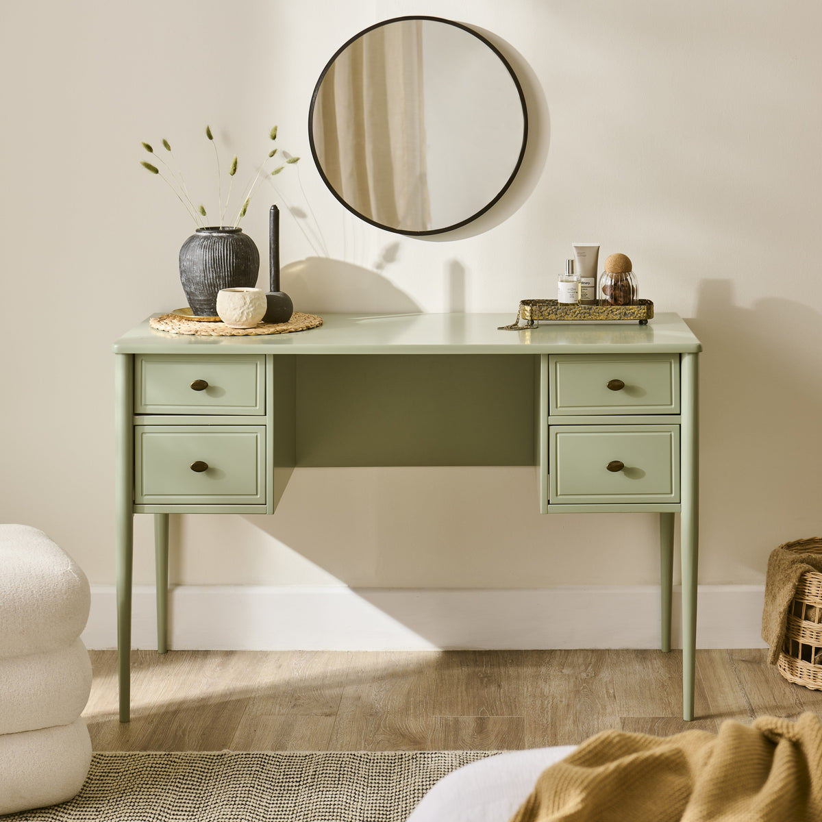 Aubrey Pistachio Green Dressing Table with Drawers — view 9