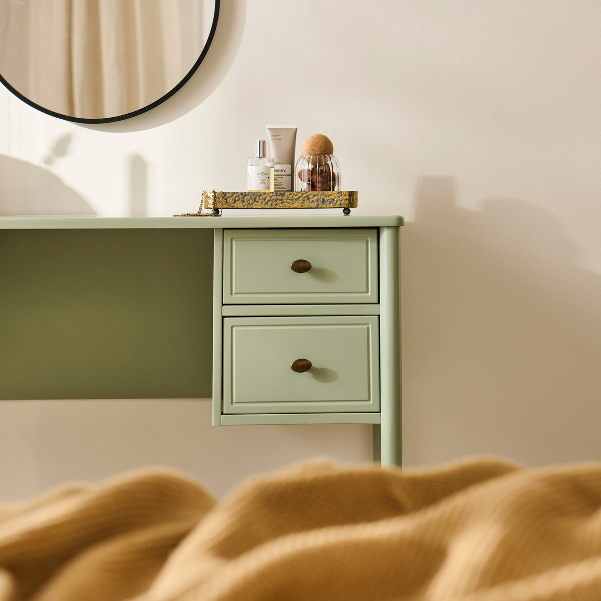 Aubrey Pistachio Green Dressing Table with Drawers — view 4