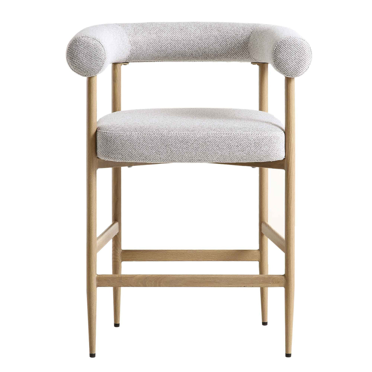 Fulbourn Beige Woven Counter Stool with Natural Wood Effect Legs — view 3