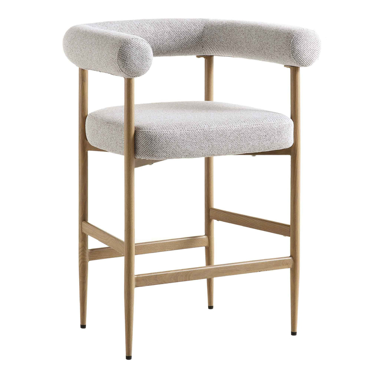 Fulbourn Beige Woven Counter Stool with Natural Wood Effect Legs — view 4