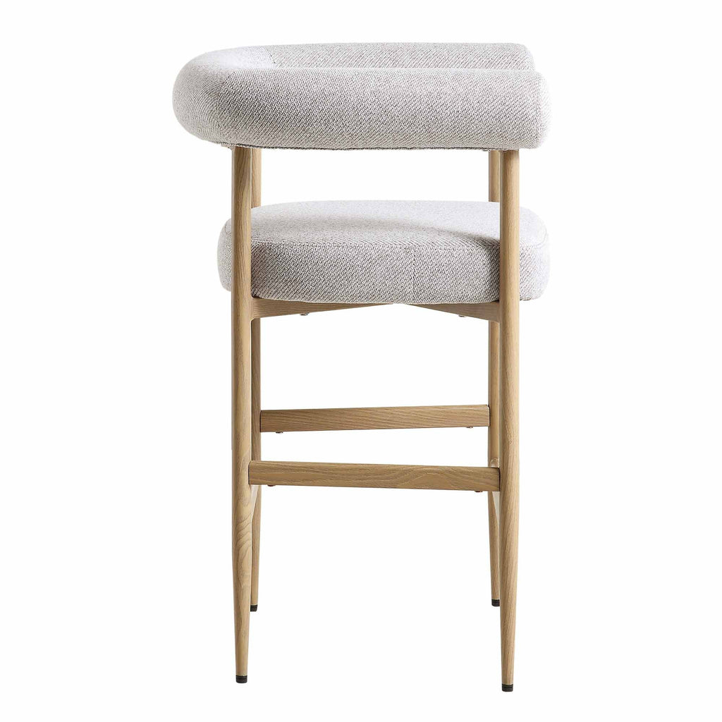 Fulbourn Beige Woven Counter Stool with Natural Wood Effect Legs — view 6