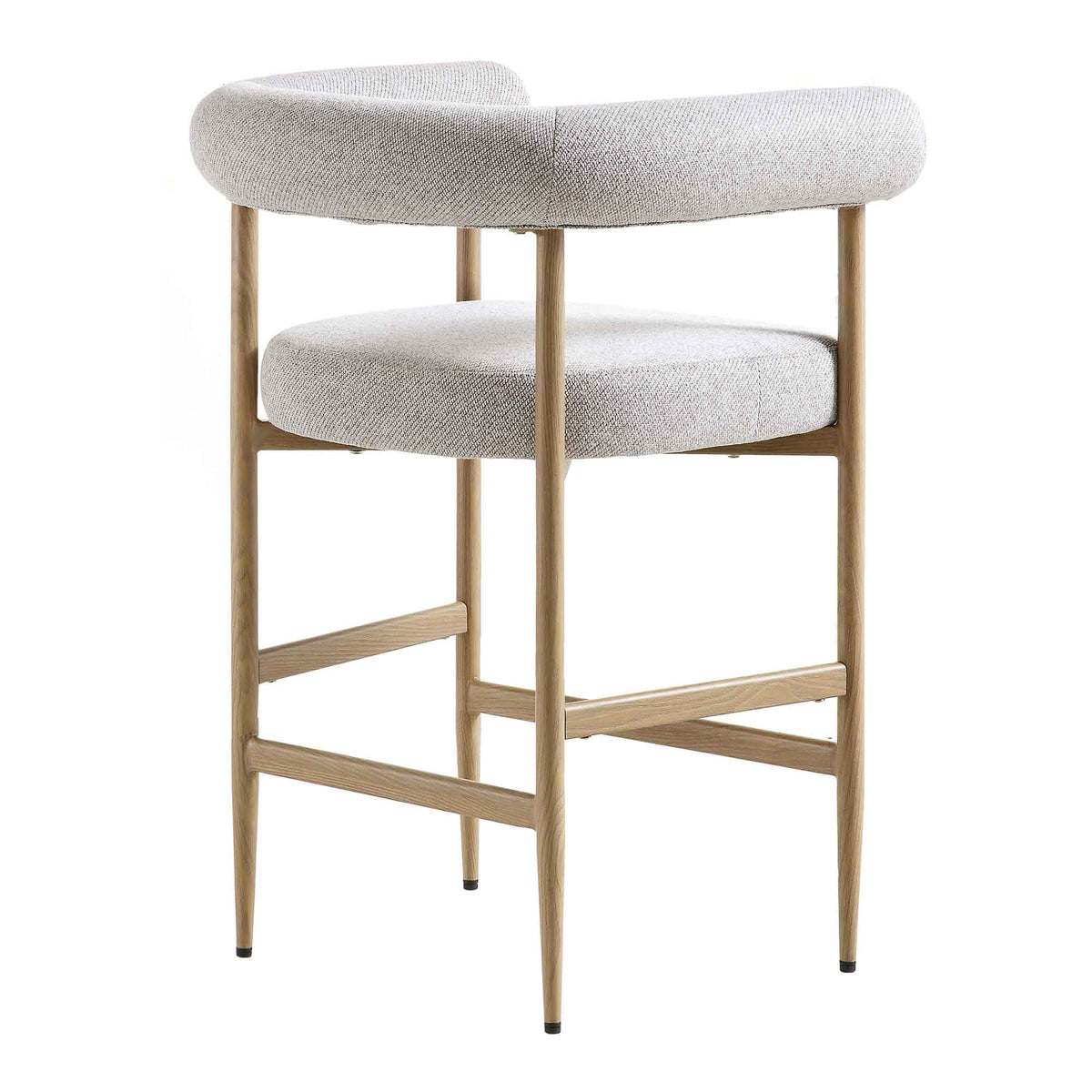 Fulbourn Beige Woven Counter Stool with Natural Wood Effect Legs — view 7