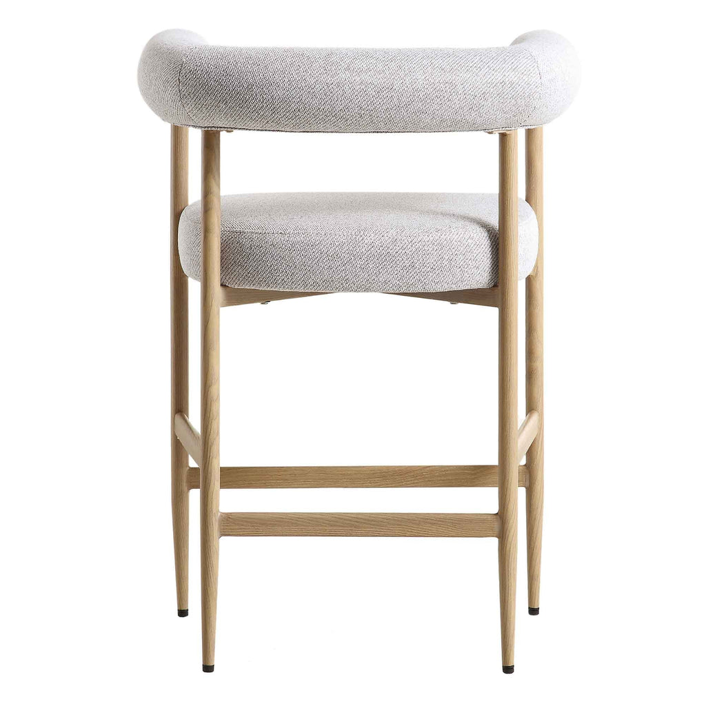 Fulbourn Beige Woven Counter Stool with Natural Wood Effect Legs — view 8