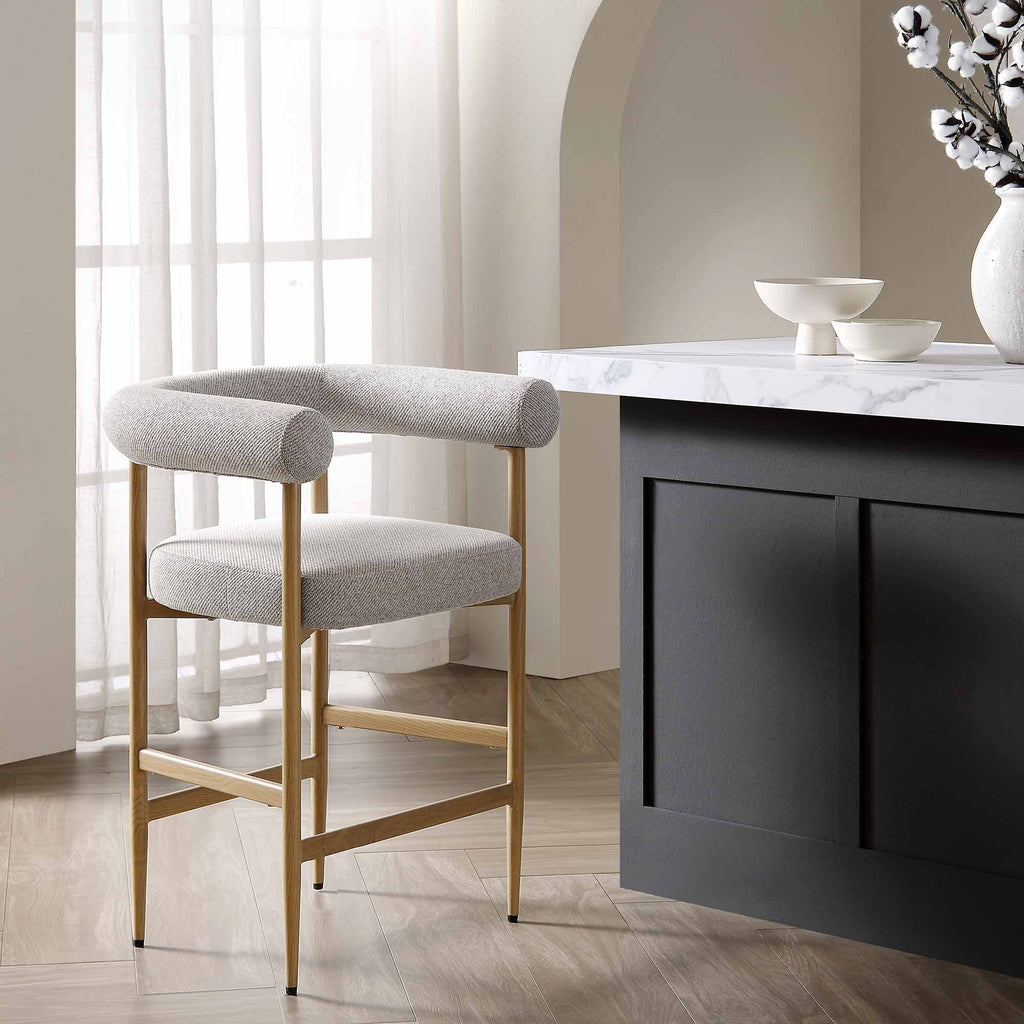 Fulbourn Beige Woven Counter Stool with Natural Wood Effect Legs — bar stool from 2nd Time Around