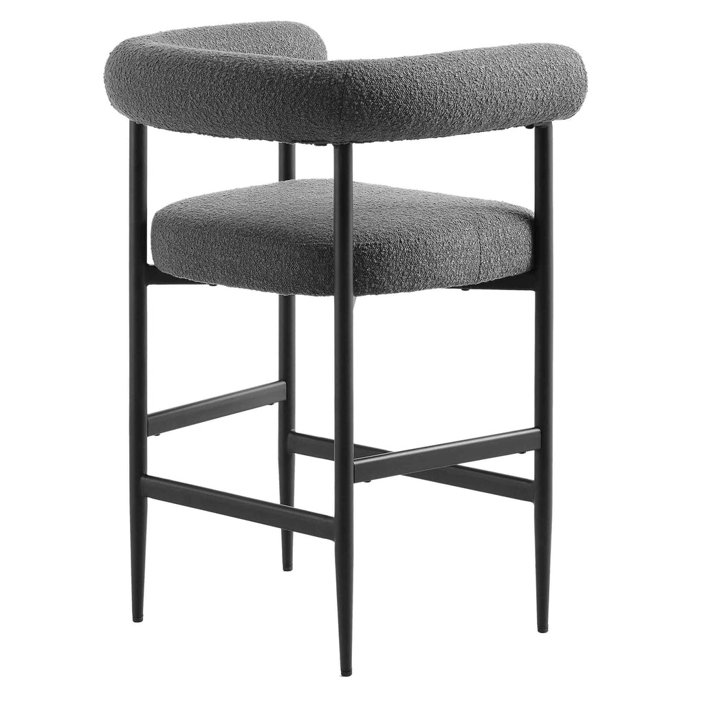 Fulbourn Charcoal Boucle Counter Stool with Black Metal Legs — view 7