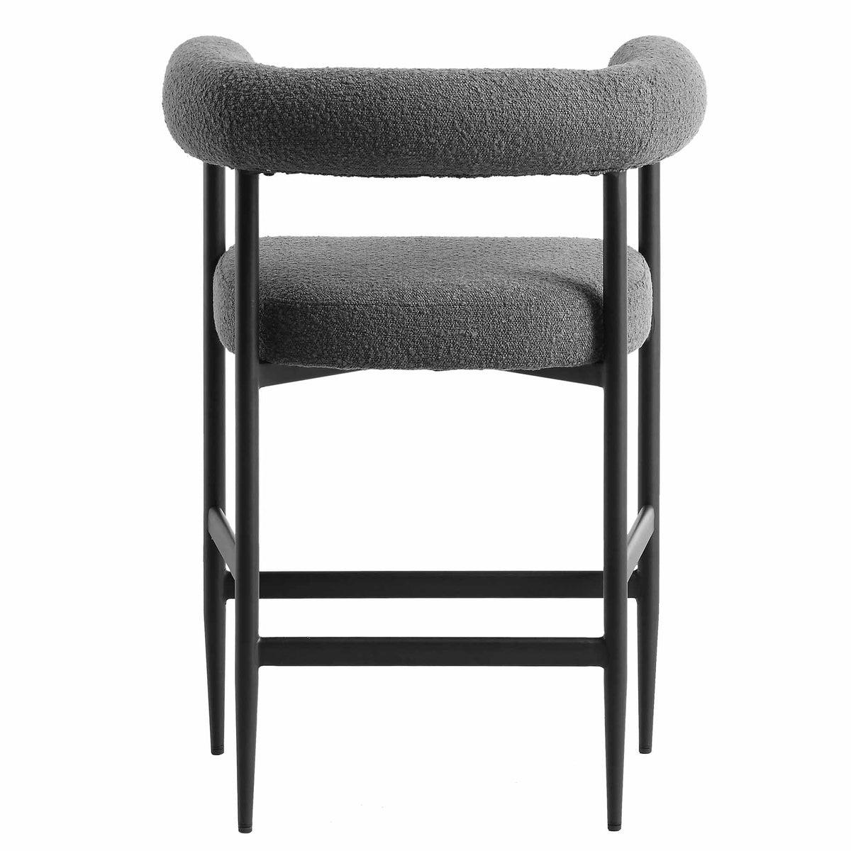 Fulbourn Charcoal Boucle Counter Stool with Black Metal Legs — view 8