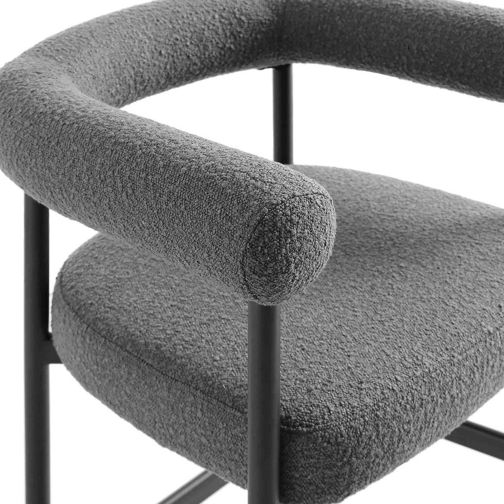 Fulbourn Charcoal Boucle Counter Stool with Black Metal Legs — view 9