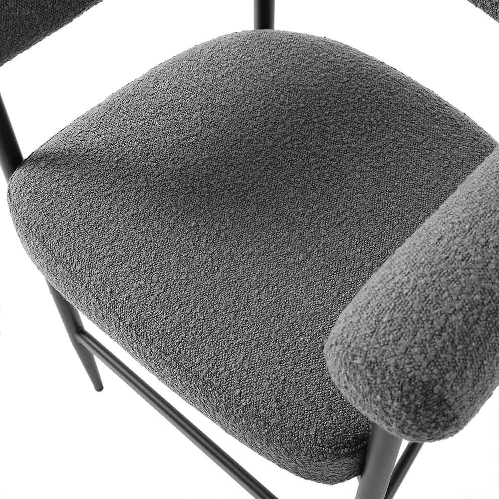 Fulbourn Charcoal Boucle Counter Stool with Black Metal Legs — view 10