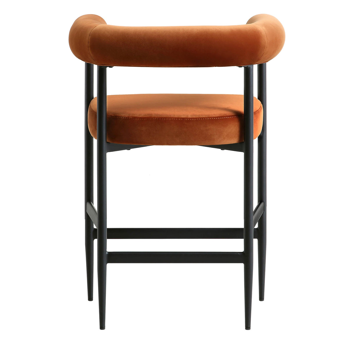 Fulbourn Rust Velvet Counter Stool with Black Legs — view 8