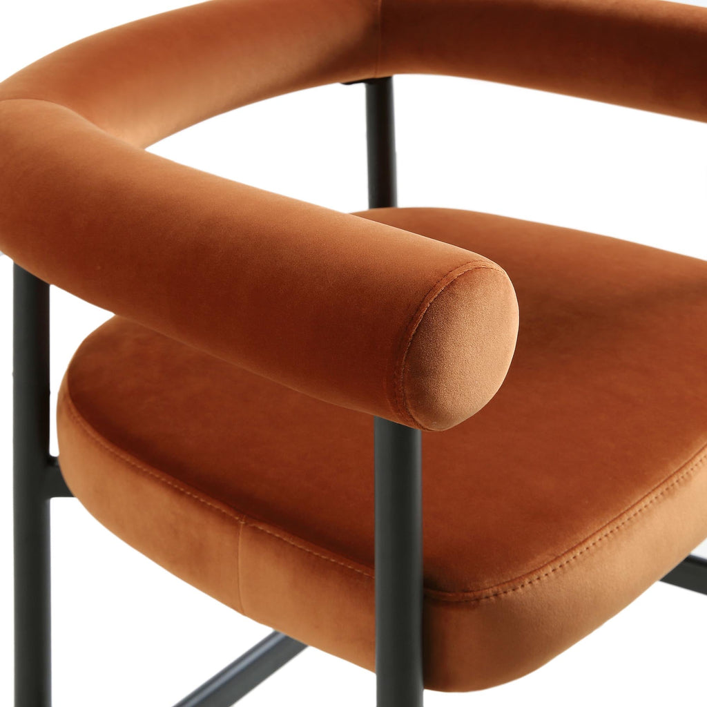 Fulbourn Rust Velvet Counter Stool with Black Legs — view 9