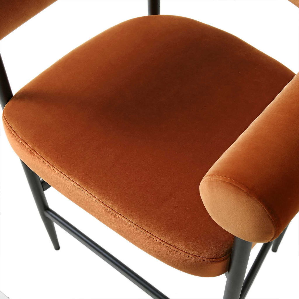 Fulbourn Rust Velvet Counter Stool with Black Legs — view 10