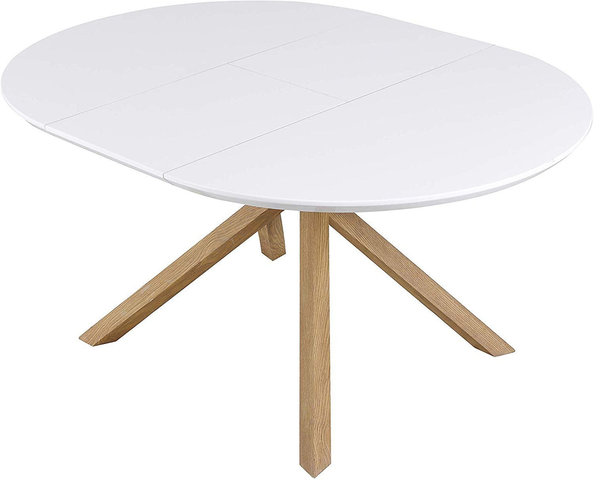 Grenchen Round to Oval 4 to 6-Seater White High Gloss Extendable Dining Table — view 3